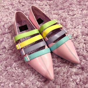 Pastel Multicolored Pointed Toe Flats size 9 YRU Coven